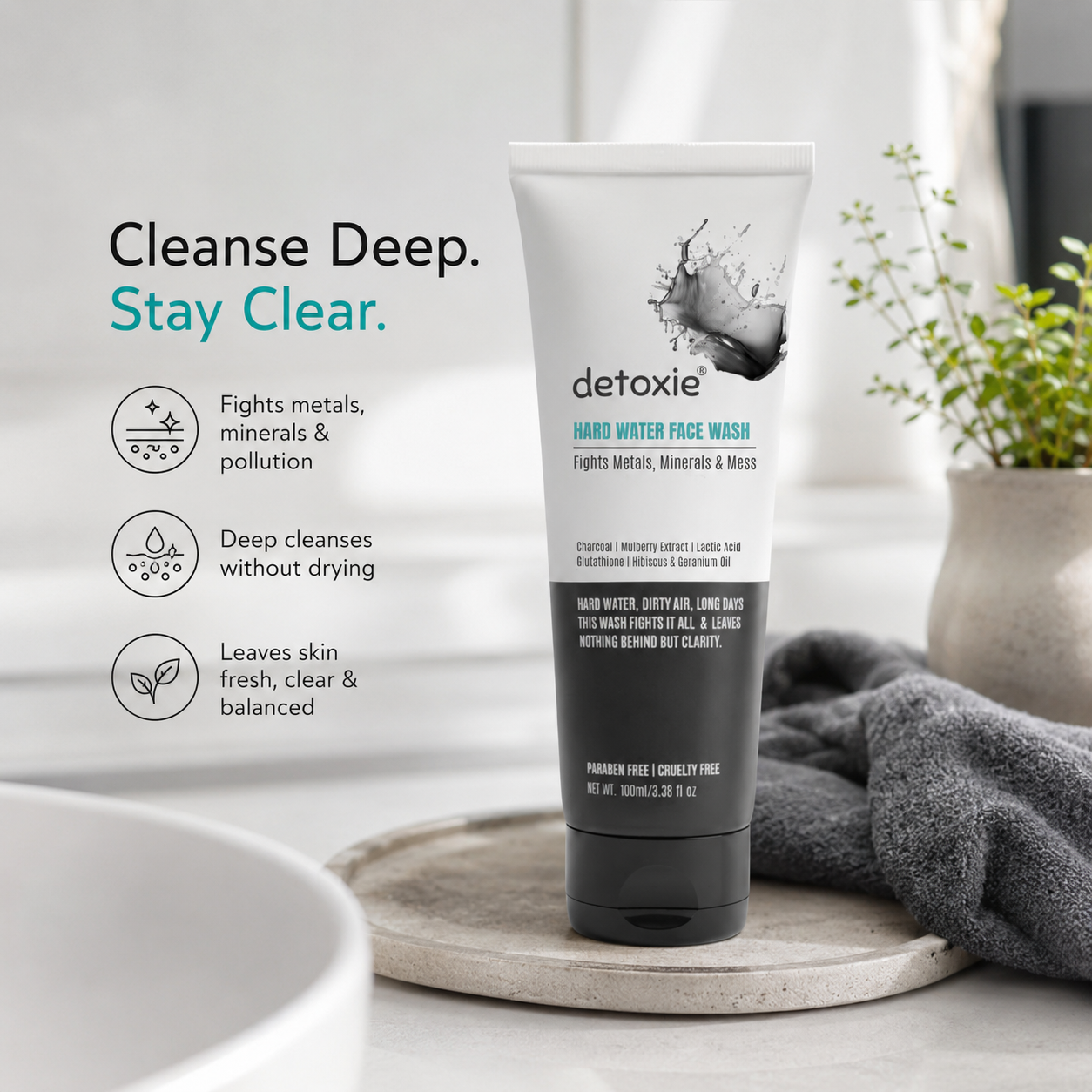 Pack of 2  Charcoal Face Wash with Charcoal & Mulberry Extract (100ml each)