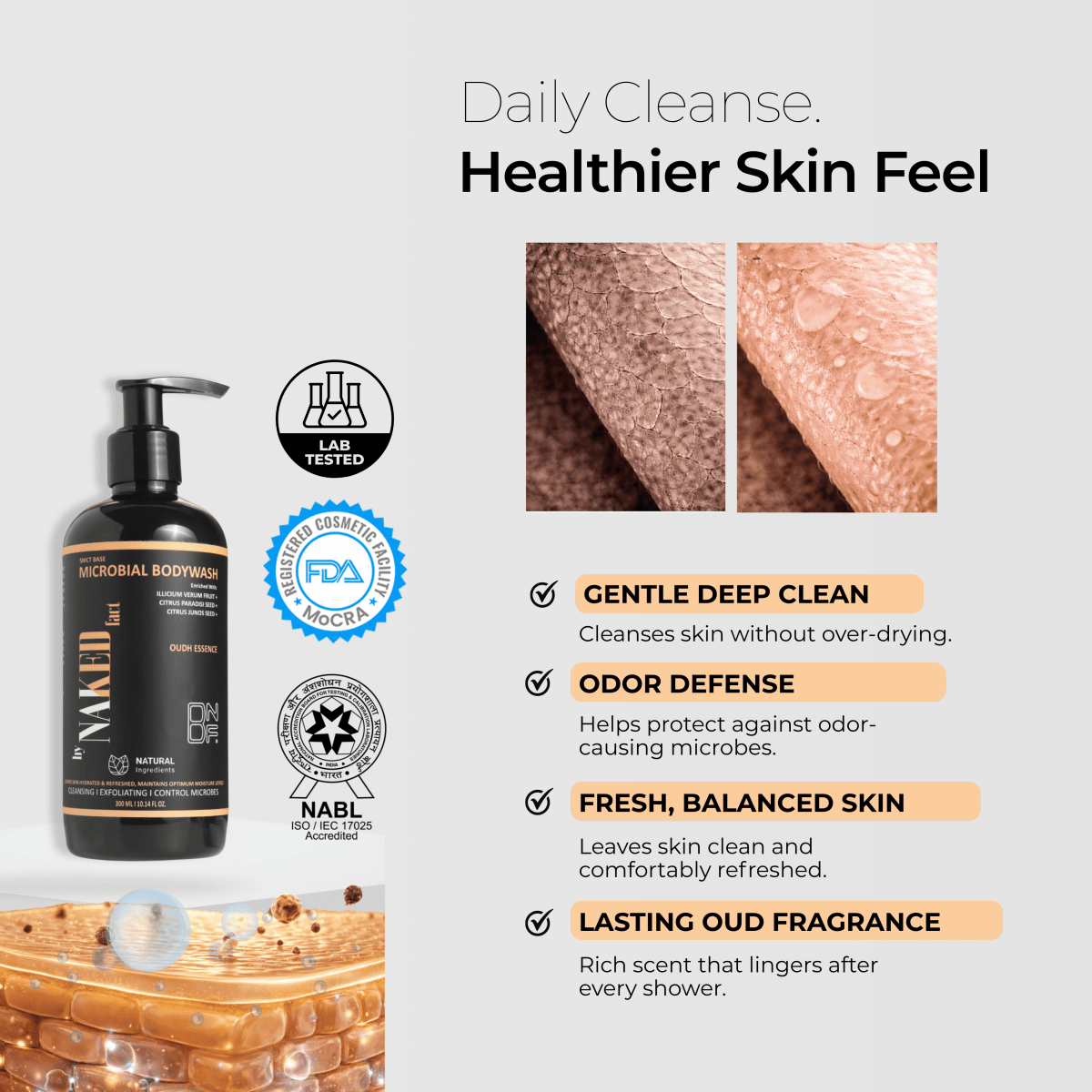 SMCT Base OUD Bodywash - Removes Tan, Fights Body Acne, Strawberry Skin | 300g
