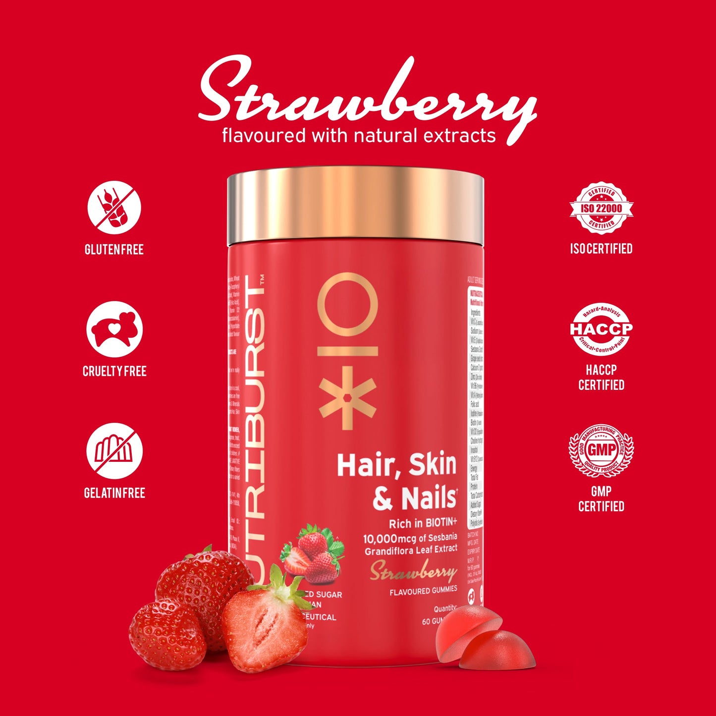 Nutriburst Hair, Skin & Nails Growth Gummies with Biotin