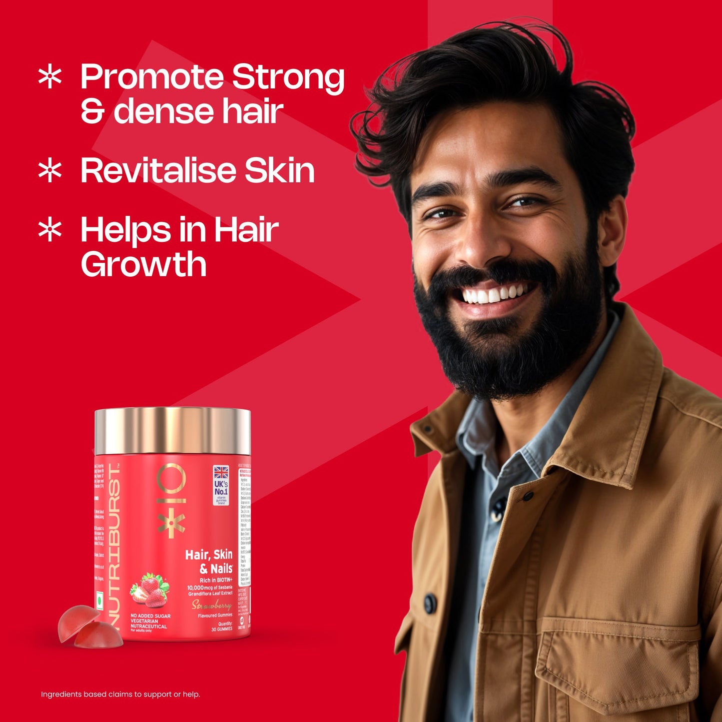 Nutriburst Hair, Skin & Nails Growth Gummies with Biotin
