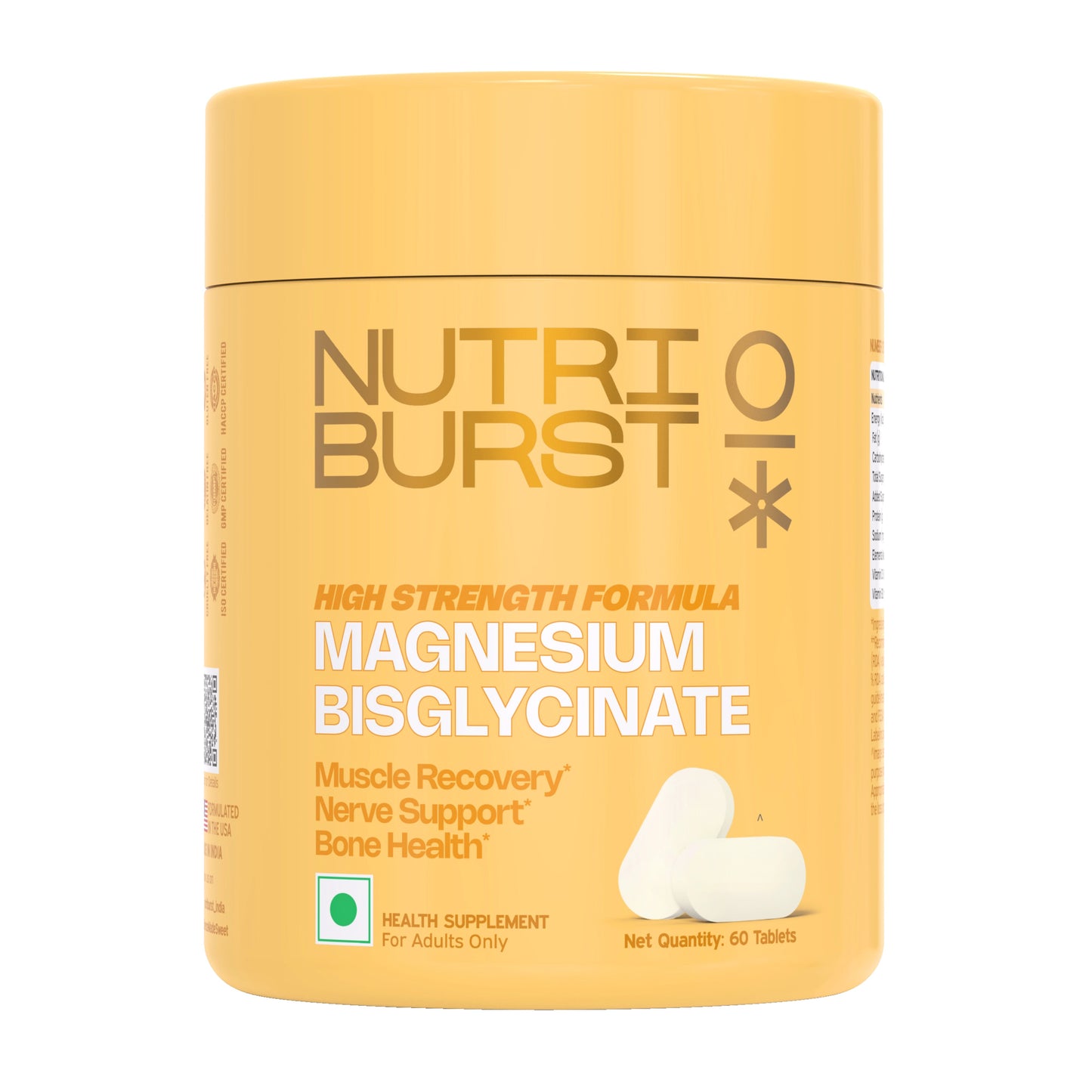 Magnesium Bisglycinate 60 Tablets | Chelated High Absorption Magnesium Supplement | Supports Sleep, Muscle Recovery, Stress Relief, Nerve Function & Bone Health | High Strength Formulated | Vegetarian