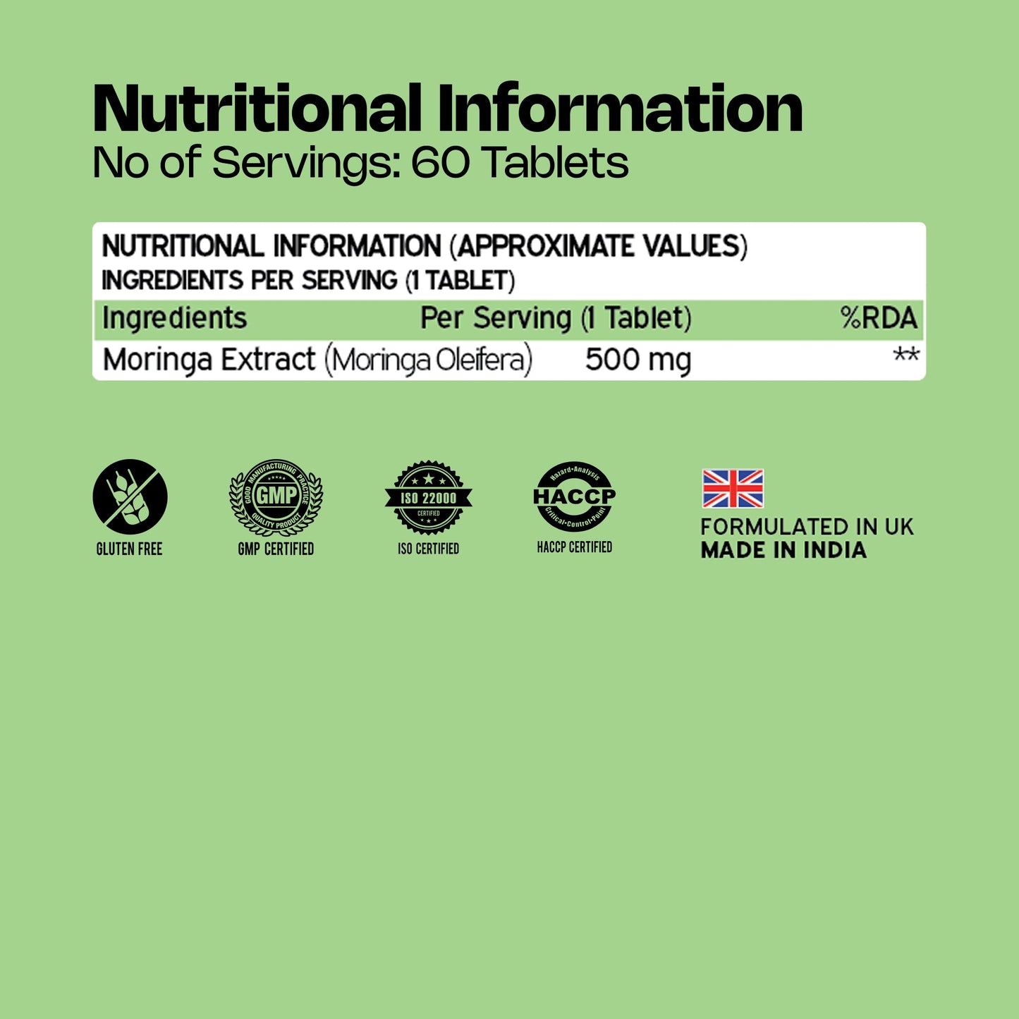 Nutriburst Moringa 500mg – 60 Veg Tablets | Pure & Natural Moringa for Men and Women | Wellness Supports Immunity, Digestion, Energy and Active Lifestyle | Anti-Inflammatory Superfood