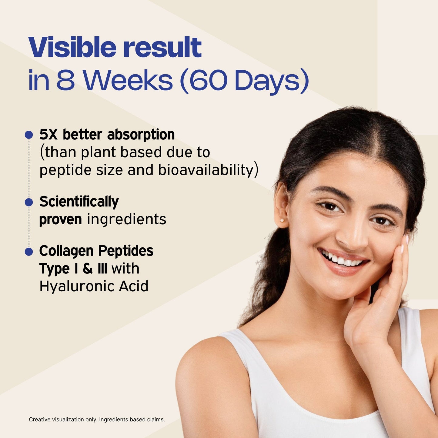 Nutriburst Korean Marine Collagen Peptides Supplement for Skin, Hair, Nails & Joints | With shaker | Clinically Proven Ingredient | High Absorption 8 gms Collagen, 100 gms