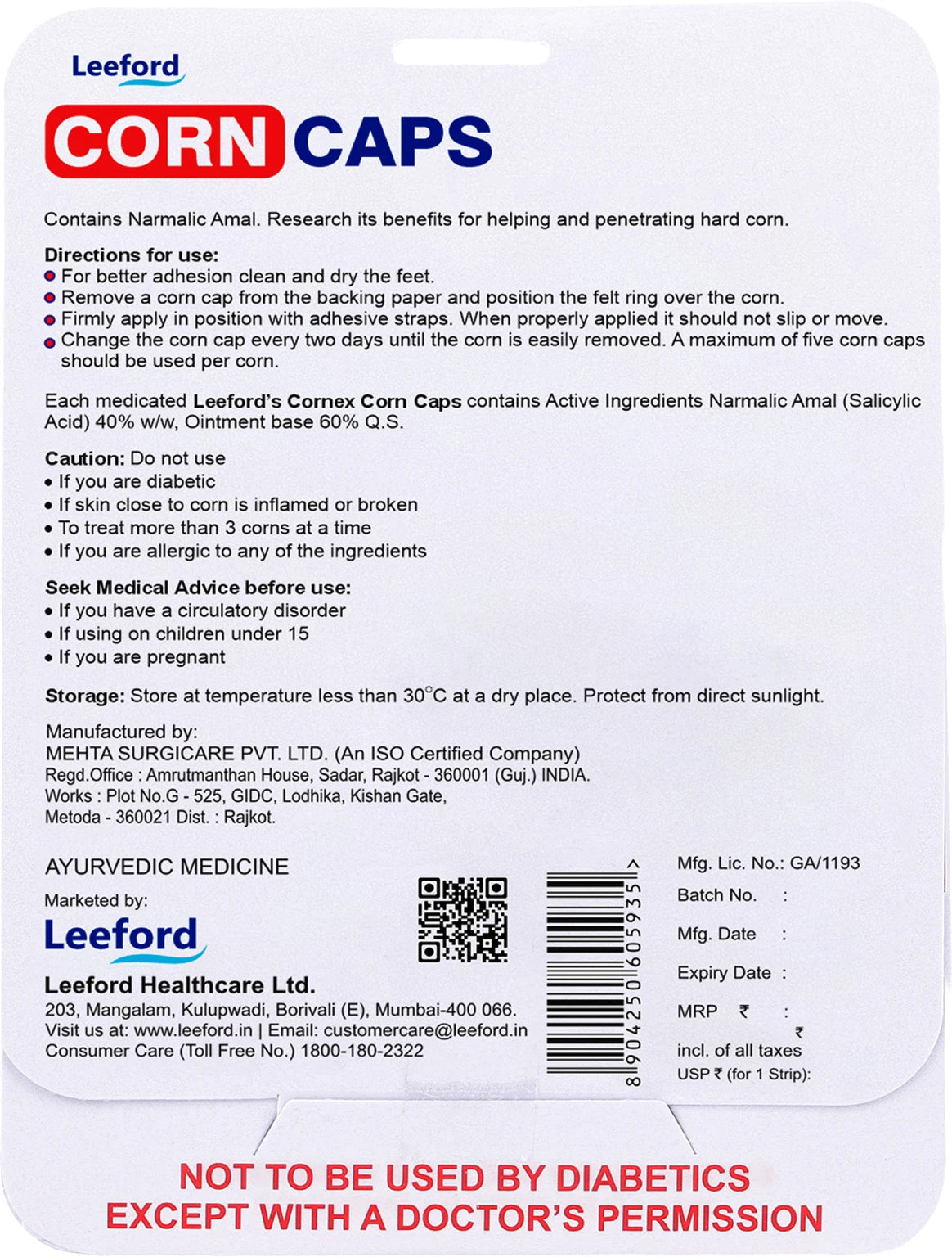 Cornex Corn Cap | Foot Corn Remover for Hard Skin & Calluses (40 strips) (5 g)
