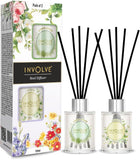 Pura Reed Diffuser Set- Lemongrass & Jasmine - 120 ml | Oil Diffuser with Free 10 Reed Sticks | Pack of 2