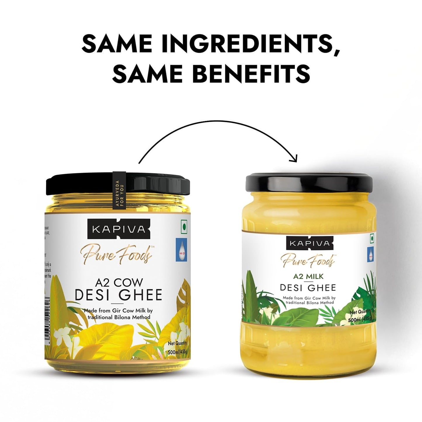 Kapiva Certified A2 Gir Cow Ghee 500ML | Traditional Vedic Bilona Method