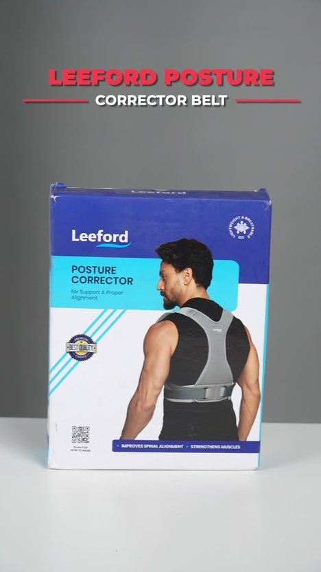 Leeford Posture Corrector Belt for Men & Women, Back Support Belt for Back Pain Relief Posture Corrector (Grey) | Medium Size