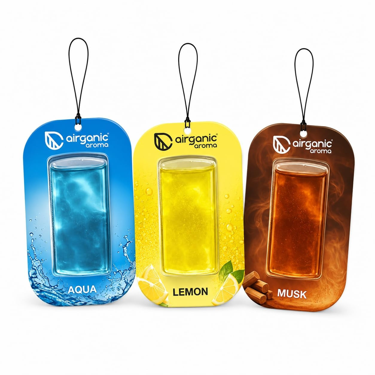 AIRGANIC Aroma Gel Hanging Car Air Freshener Pack of 3 | Fre