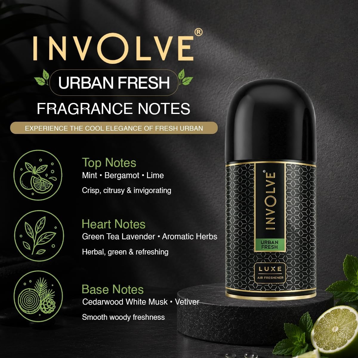 Involve Luxe - Urban Fresh Automatic Room Fresheners Refill Pack | 2200 Sprays Guaranteed | Lasts up to 60 Days (225ml)