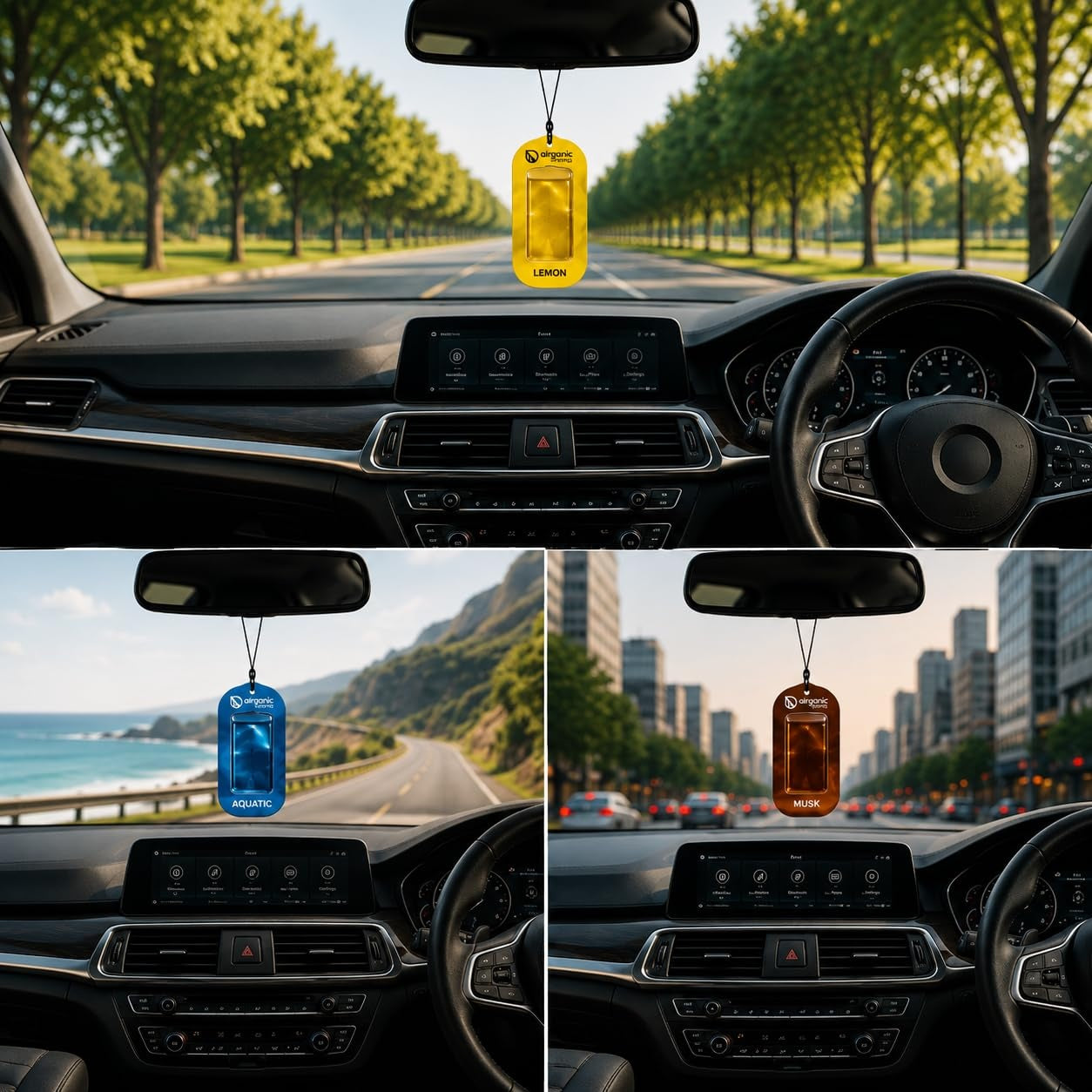 AIRGANIC Aroma Gel Hanging Car Air Freshener Pack of 3 | Fre
