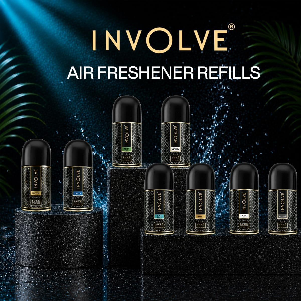 Involve Luxe - Aqua Cool Automatic Room Fresheners Refill Pack | 2200 Sprays Guaranteed | Lasts up to 60 Days (225ml)