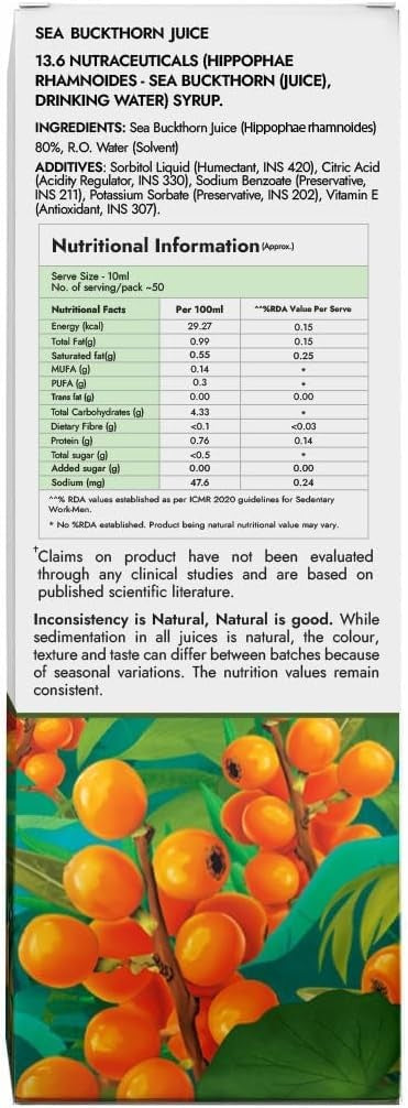 Kapiva Sea Buckthorn Juice | Pack of 2 | 500ml each