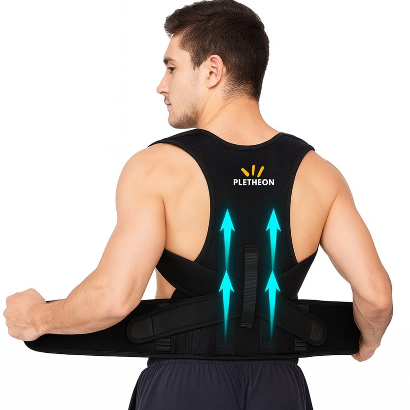 Leeford Posture Corrector Belt for Men & Women, Back Support Belt for Back Pain Relief Posture Corrector (Grey) | Medium Size