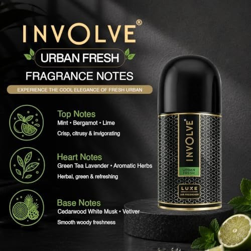 Involve Luxe - Urban Fresh Automatic Room Fresheners Refill Pack | 2200 Sprays Guaranteed | Lasts up to 60 Days (225ml)