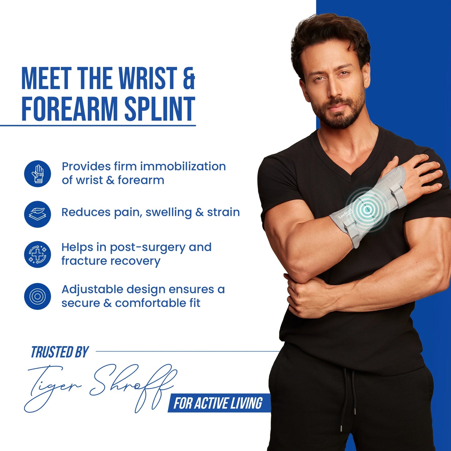 Wrist & Forearm Splint Medical Hand Belt for Fractures, Sprains, Arthritis Pain Wrist Support (Grey) | Large
